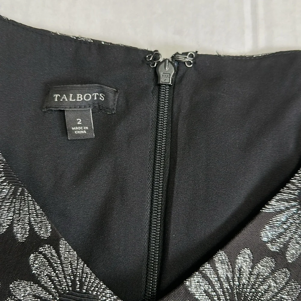 Talbots Metallic Black Sleeveless Pleated A Line Cocktail Dress Size 2‎ Formal